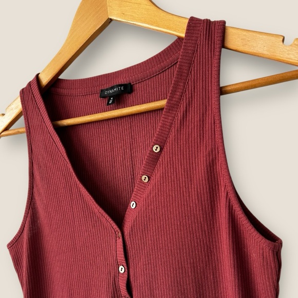 Dynamite Deep Red Ribbed Bodysuit - Picture 4 of 9